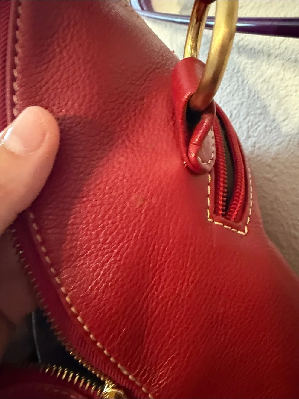 Vintage Celsius Structured Red Leather Hobo Handbag with Gold-Tone Accents